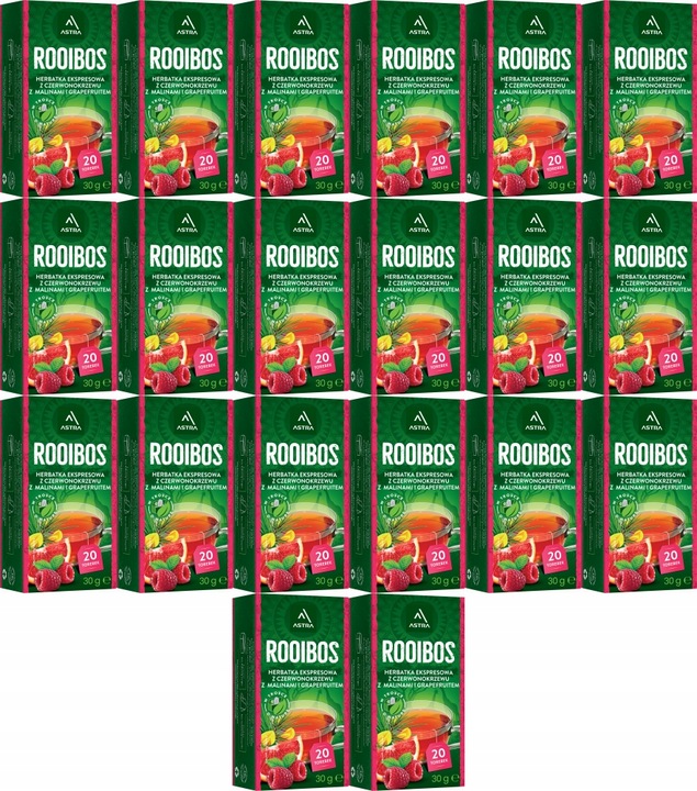 Herbata ziołowa w torebkach Astra Rooibos malina i grapefruit 20szt x20