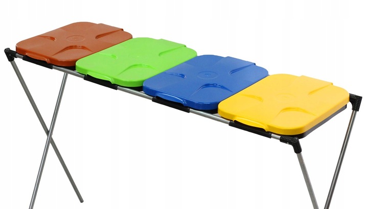 STOJAK KOSZ 4 STANOWISKA DO SEGREGACJI ŚMIECI KOSZ NA ŚMIECI STELAŻ KOSZE