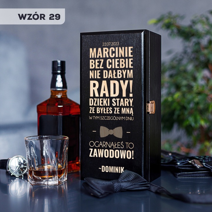 PODZIĘKOWANIE DLA ŚWIADKA PREZENT DLA ŚWIADKA SKRZYNKA NA ALKOHOL UPOMINEK