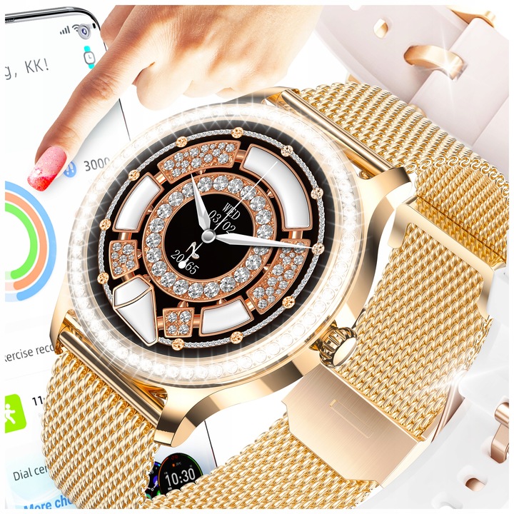 SMARTWATCH ZEGAREK DAMSKI MENU POLSKIE ROZMOWY SPORT SMART WATCH PULS PL