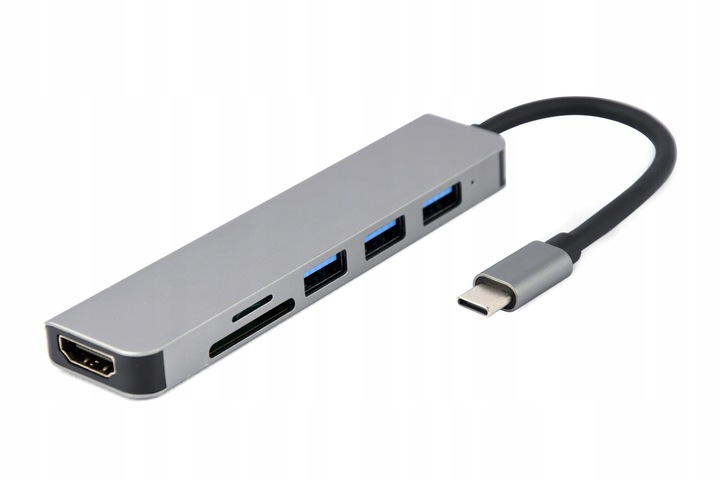STACJA PORTÓW ROZGAŁĘŹNIK 6w1 HUB USB-C HDMI 4K USB 3.1 5 Gbit/s SD MicroSD