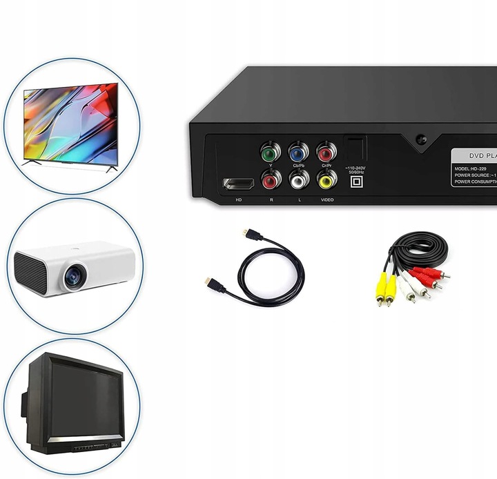 DVD EVD CD ODTWARZACZ HD1080P HDMI/AV/USB PODWÓJNE GNIAZDO MIKROFONU