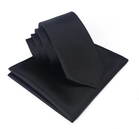 KRAWAT męski + POSZETKA czarna