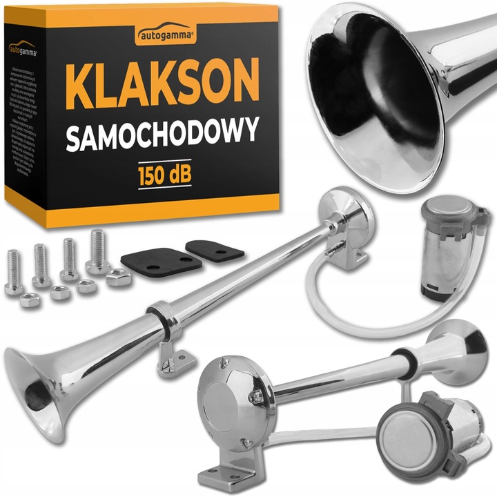 KLAKSON TIR TRĄBKA FANFARA KOMPRESOR 12V GŁOŚNA PNEUMATYCZNA 150dB CHROM