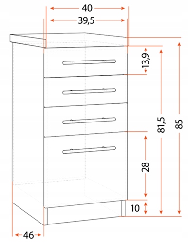KUCHNIA Szafka kuchenna INEZ stojąca 40 biały craft złoty SZUFLADY
