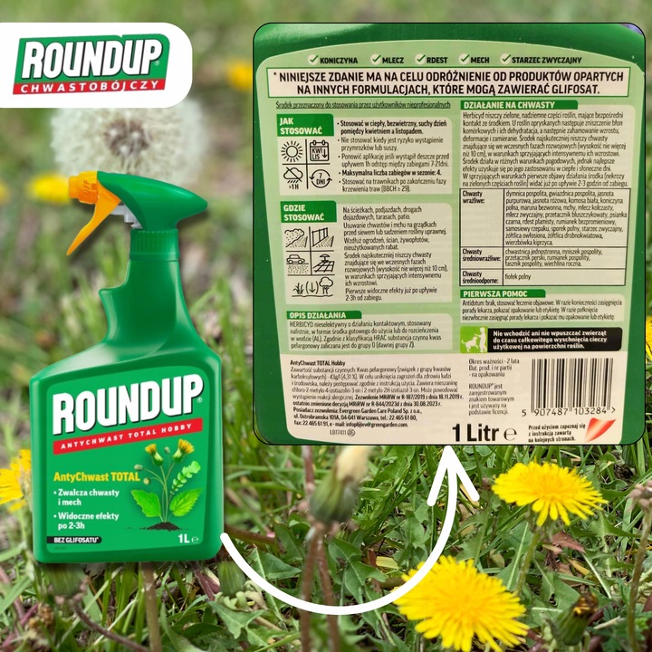 Silny Środek na Chwasty Roundup AntyChwast Środek Chwastobójczy 1L