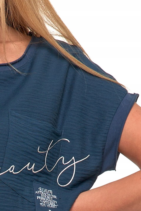 KOBIECA BLUZKA Z KRÓTKIM REKAWEM DAMSKA LUŹNA Z NAPISEM MORAJ 2XL/3XL