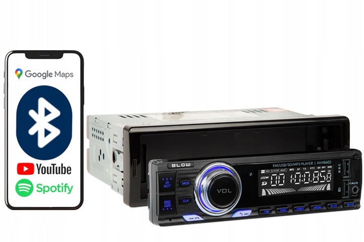 RADIO SAMOCHODOWE BLUETOOTH 1-DIN RDS USB AUX SD PILOT ODŁĄCZANY PANEL