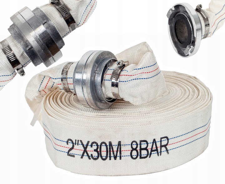 WĄŻ STRAŻACKI DO WODY SZAMBA 2" 30M DO POMPY FAST-FIX MOCNY DŁUGI