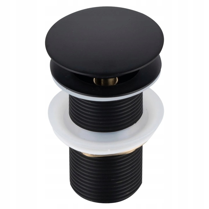 KOREK UMYWALKOWY KLIK-KLAK AUTOMAT BEZ PRZELEWU MOSIĘŻNY CZARNY SATYNOWY