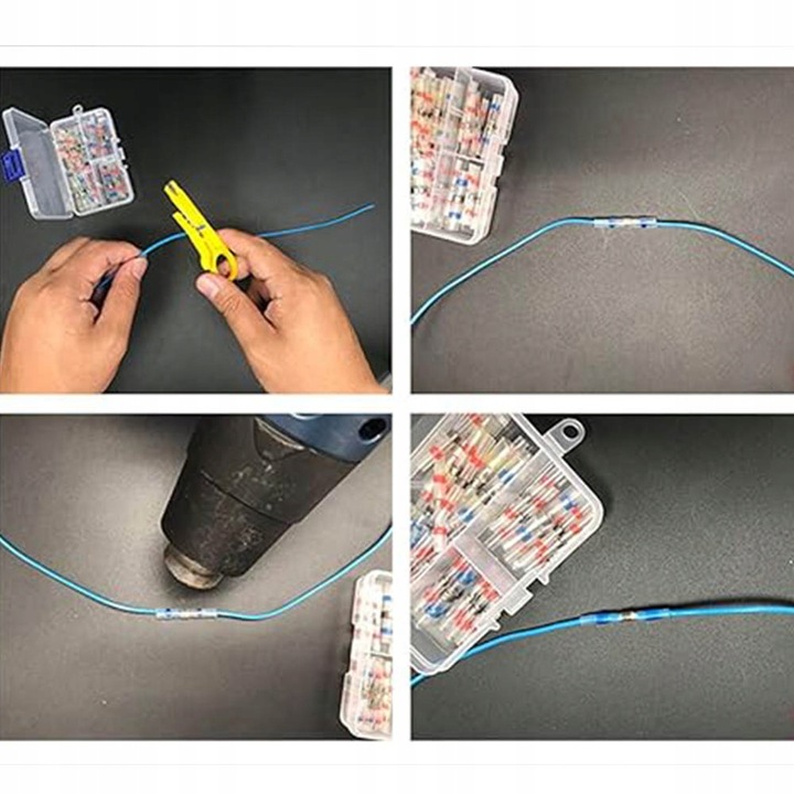 SZYBKOZŁĄCZKA KONEKTOR KABLI Z CYNĄ ZESTAW 100SZT + KOSZULKI