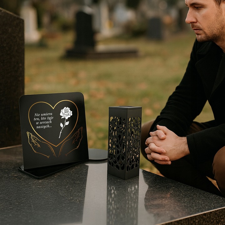 Znicz Solarny Led z Personalizacją na Grób Mamy Taty Babci Dziadka