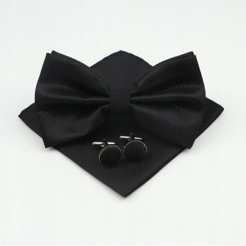 MUCHA męska SPINKI POSZETKA CZARNA