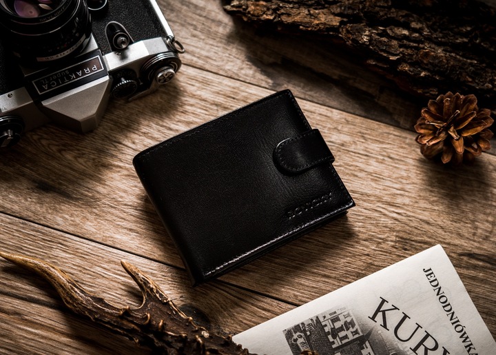 ROVICKY elegancki portfel męski skórzany STOP RFID