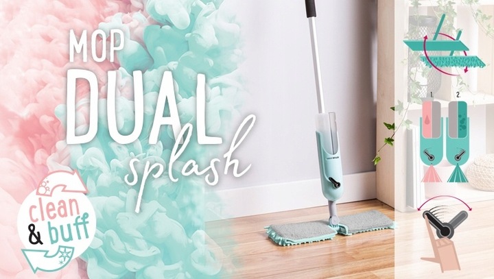 Mop Płaski ze Spryskiwaczem Obrotowy Mikrofibra do mycia i polerowania YORK