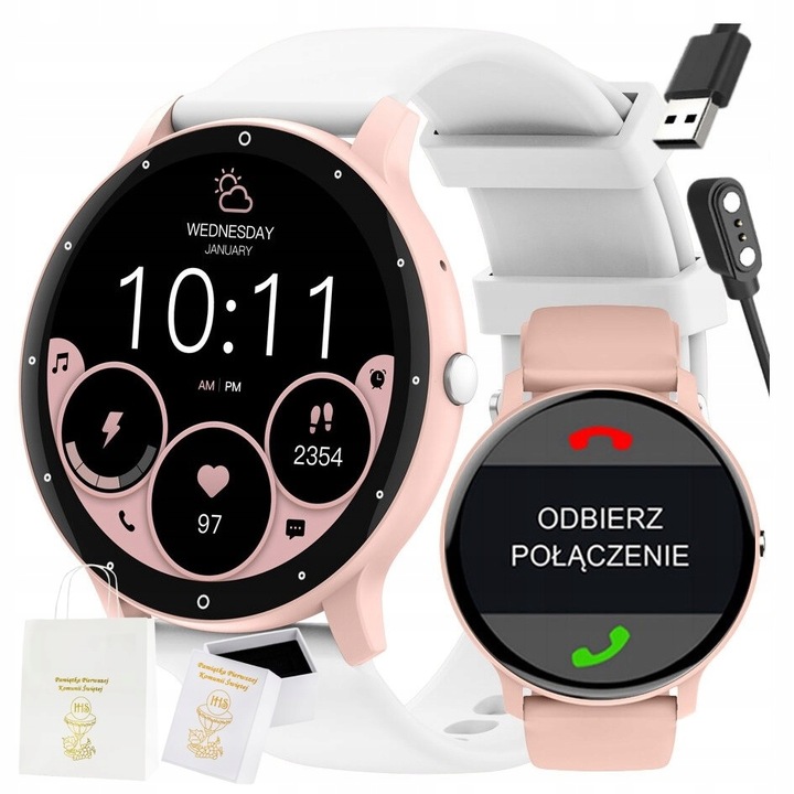 ZEGAREK SMARTWATCH DLA DZIEWCZYNKI PREZENT NA KOMUNIĘ +PASEK +TOREBKA