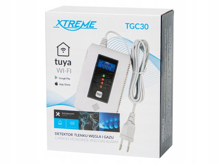 CZUJNIK CZADU I GAZU 2W1 DETEKTOR TLENKU WĘGLA CO METAN BUTAN WIFI
