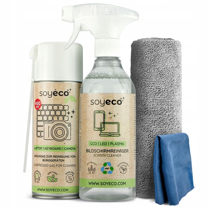 PŁYN DO CZYSZCZENIA EKRANÓW LCD LCD ZESTAW Z MIKROFIBRĄ SPRĘŻONE POWIETRZE