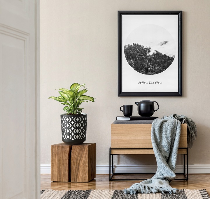 Doniczka AZTEK 14 h15 k-Czarny + w-Złoty Jasny