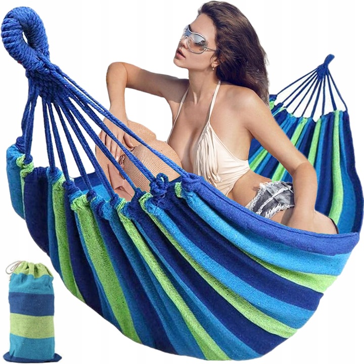 DUŻY MOCNY XXL HAMAK 1-OSOBOWY 200x80 200kg