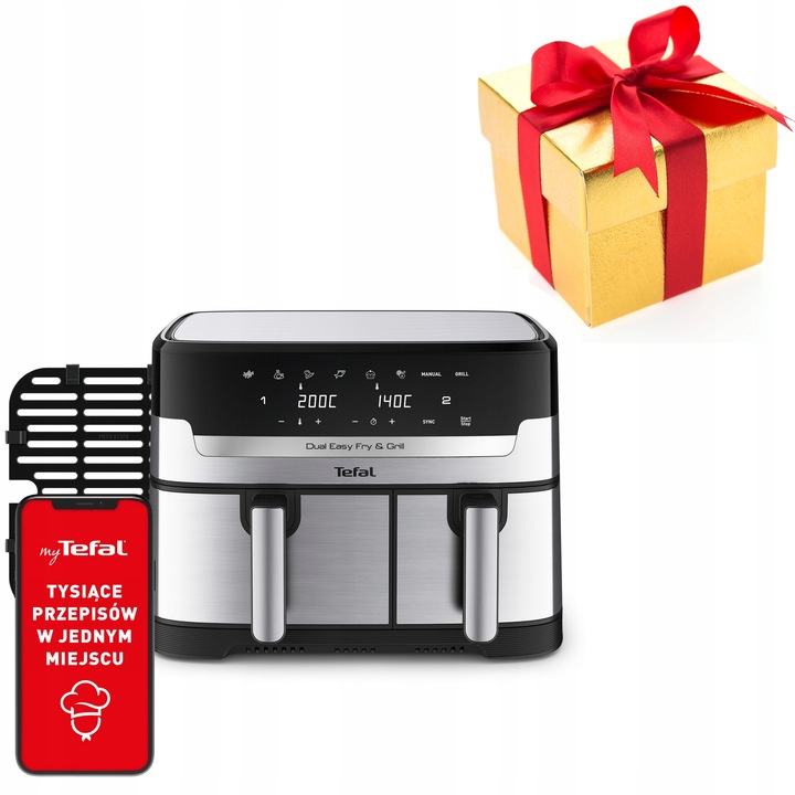 Frytkownica beztłuszczowa Tefal Grill EY905D 8.3l dwukomorowa Air