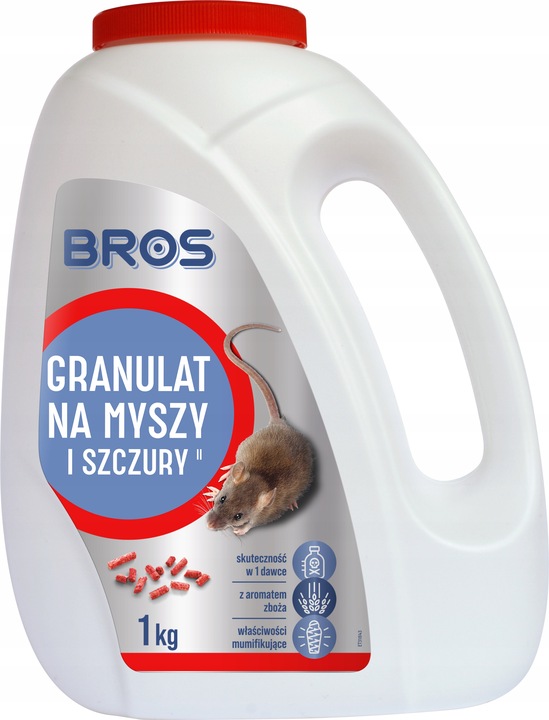 BROS Granulat, trutka na myszy i szczury 1 kg -2 OPAKOWANIA