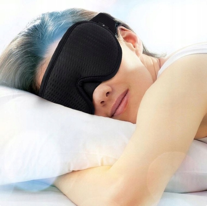 OPASKA NA OCZY DO SPANIA MASKA 3D REGULOWANA LEKKA 100% ZACIEMNIENIA CZARNA
