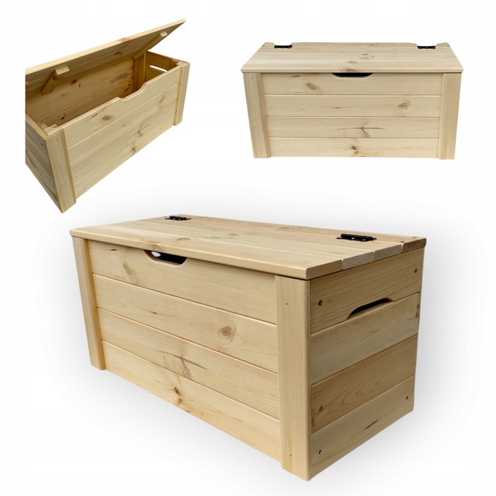 Skrzynia Kufer drewniany XL 80x37x40 ławka pojemnik ze schowkiem