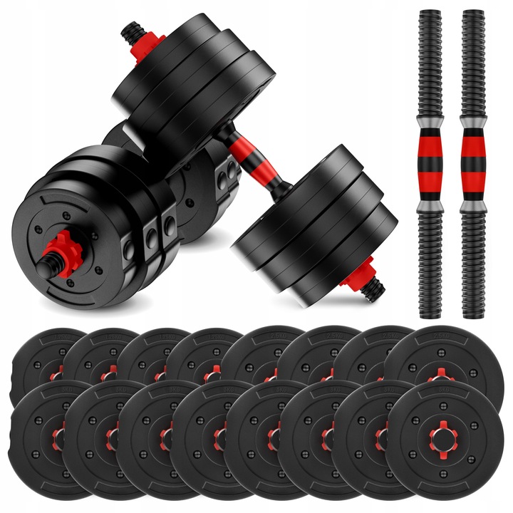 HANTLE BITUMICZNE REGULOWANE 2x20 KG DO ĆWICZEŃ SIŁOWYCH CIĘŻAR ZESTAW