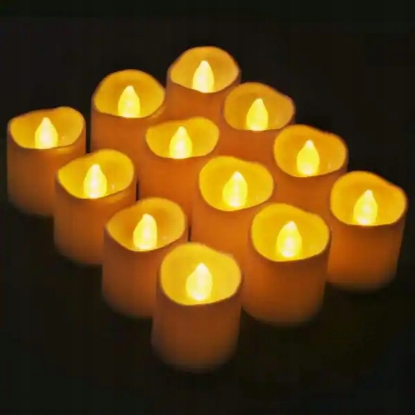 12x ŚWIECZKA LED LAMPKA WKŁAD DO ZNICZA TEALIGHT LAMPIONÓW DEKORACJI