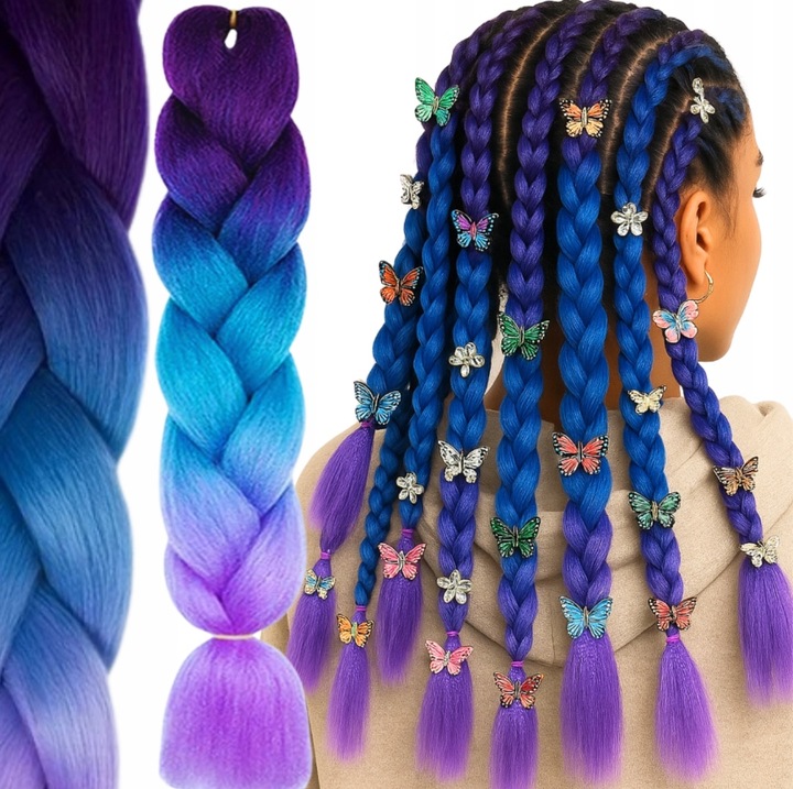 ZESTAW 6 SZTUK WŁOSY SYNTETYCZNE DO WARKOCZYKÓW KOLOROWE OMBRE