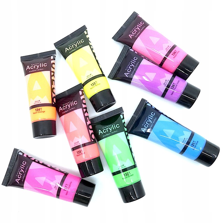 Farby Akrylowe NEONOWE Zestaw Farb Akrylowych Neonowych Farba NEO 8sztx21ml