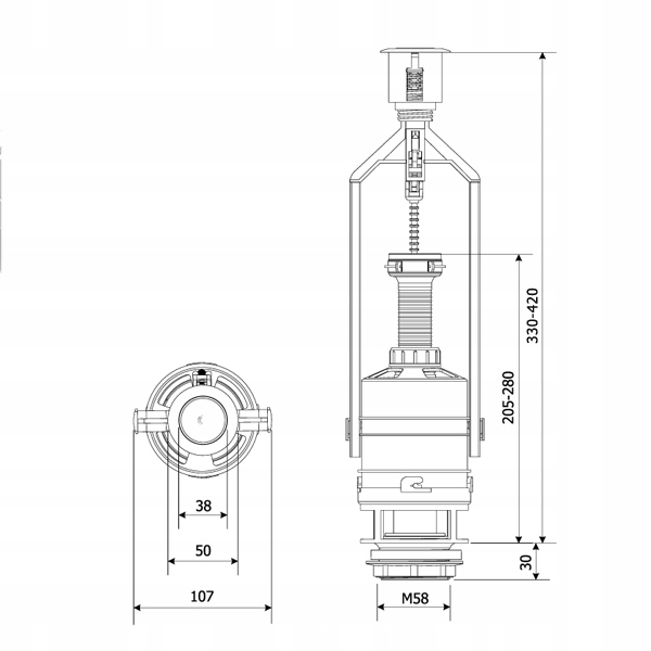 Zawór Spustowy Do Spłuczki + Zestaw Naprawczy Uniwersalny Do Cersanit Roca