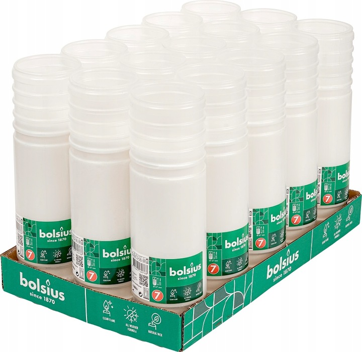 Wkłady Parafinowe do Zniczy Bolsius RP7 białe 148 godzin palenia - 15 sztuk
