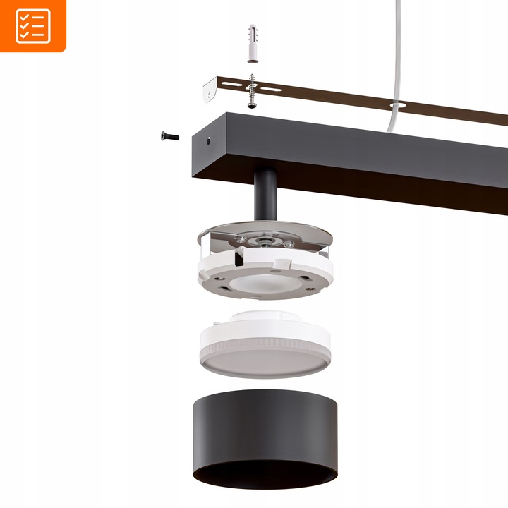 Lampa Sufitowa Szyna 4x GX53 Spot Reflektor Oprawa Ruchoma Czarna 60cm