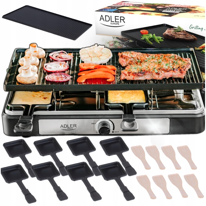 Grill elektryczny duży XL mocny raclette 1400W 8 osób
