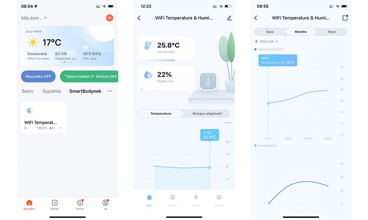 TERMOMETR Czujnik temperatury wilgotno. WIFI TUYA ekran LCD RAPORTY