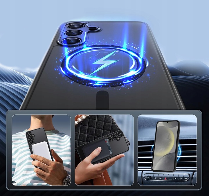 ETUI DO MAGSAFE CZARNY MAT DO SAMSUNG S22 + 2x SZKŁO