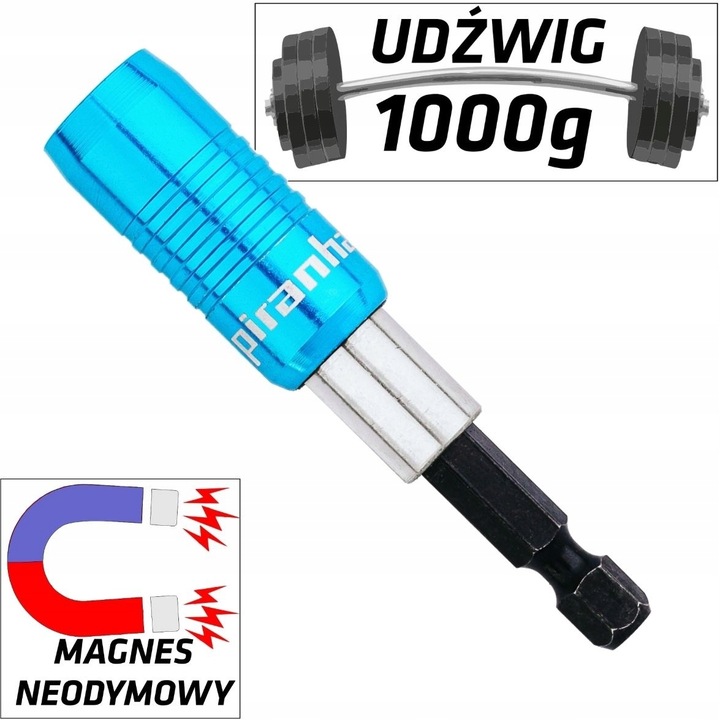PIRANHACUT Uchwyt magnetyczny do bitów 1/4 GRATIS