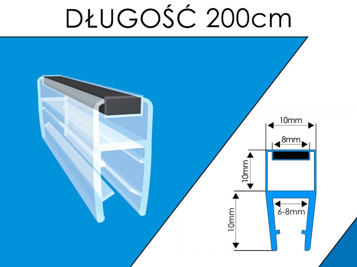 2M USZCZELKA MAGNETYCZNA DO KABINY PRYSZNICOWEJ DO DRZWI DOMYKAJĄCA