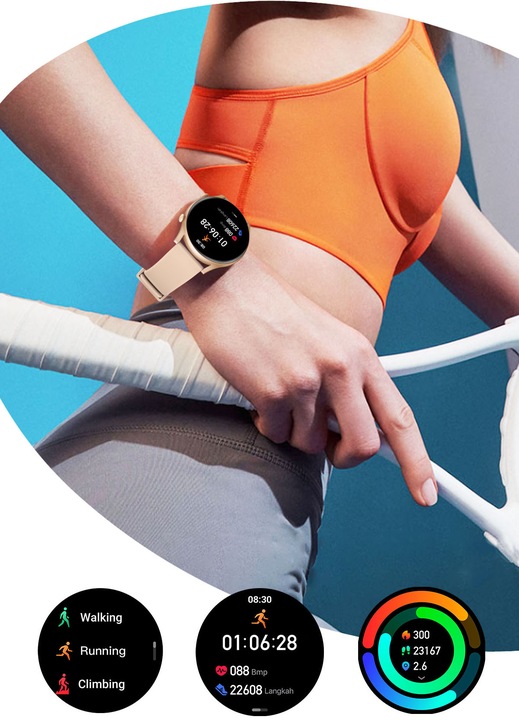 SMARTWATCH ZEGAREK DAMSKI POLSKIE MENU ROZMOWY CIŚNIENIE PULS SPORT AMOLED