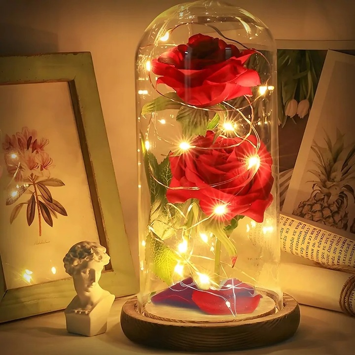 WIECZNA RÓŻA W SZKLE PREZENT NA DZIEŃ KOBIET WALENTYNKI URODZINY DLA