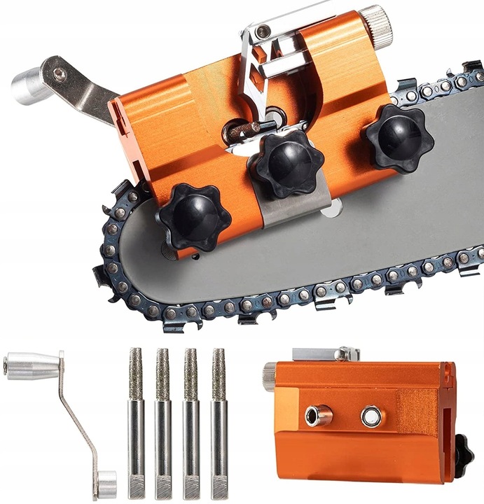 OSTRZAŁKA ŁAŃCUCHÓW PIŁY SPALINOWEJ PILARKI RĘCZNA + 4 OSTRZA OSEŁKI