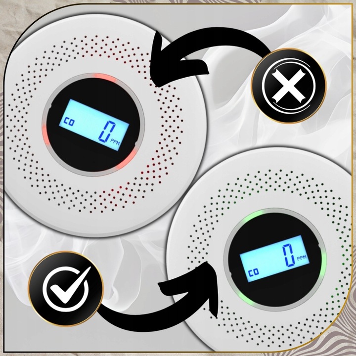 Czujnik czadu i dymu tlenku węgla pożaru ognia JKD 512COM