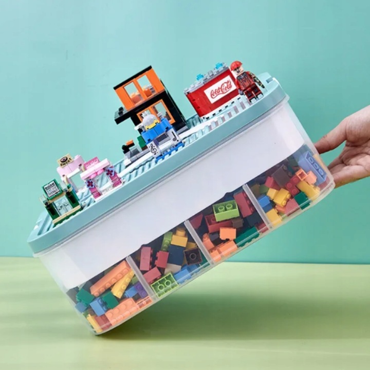 PUDEŁKO NA KLOCKI POJEMNIK NA LEGO PLASTIKOWE Z PRZEGRÓDKAMI 4 POZIOM