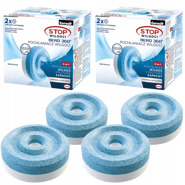 4x WKŁADY POCHŁANIACZ STOP WILGOCI CERESIT AERO 360