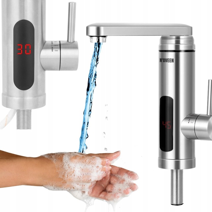 ELEKTRYCZNY PODGRZEWACZ WODY PRZEPŁYWOWY BATERIA KRAN OGRZEWACZ NOVEEN LED
