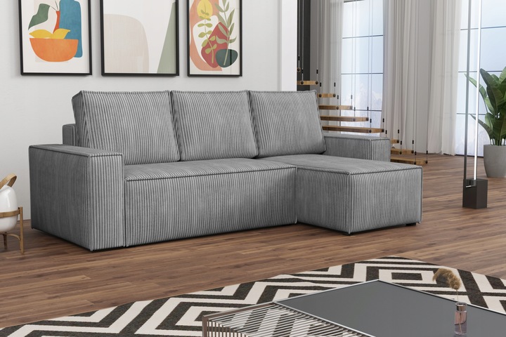 Narożnik Rozkładany BERGAMO Sztruks Rogówka z Funkcją Spania Pościel