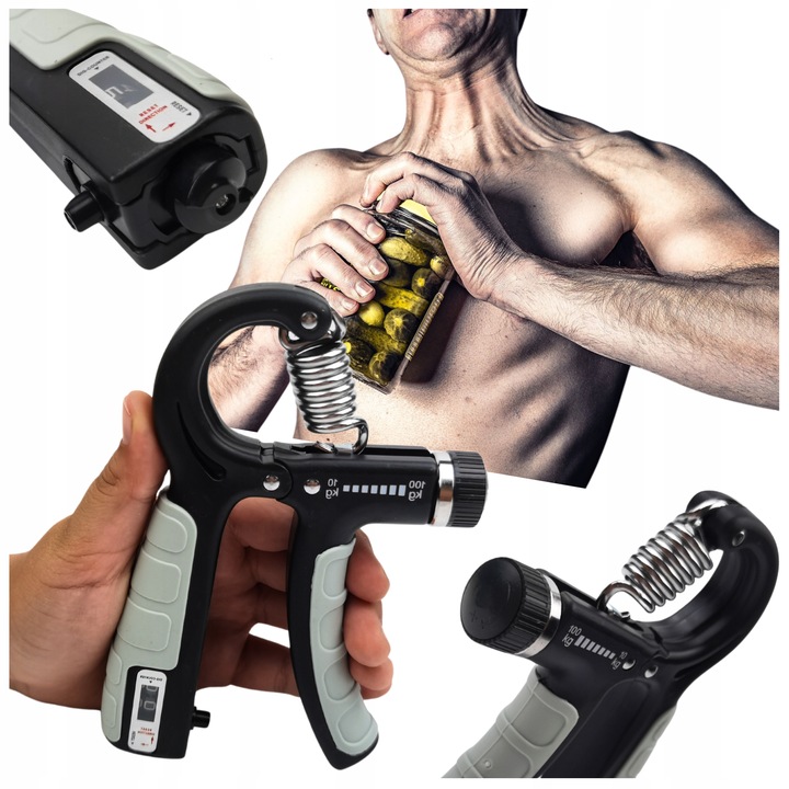 2x Ściskacz gripper z licznikiem regulowany 10-100kg do ćwiczeń nadgarstka