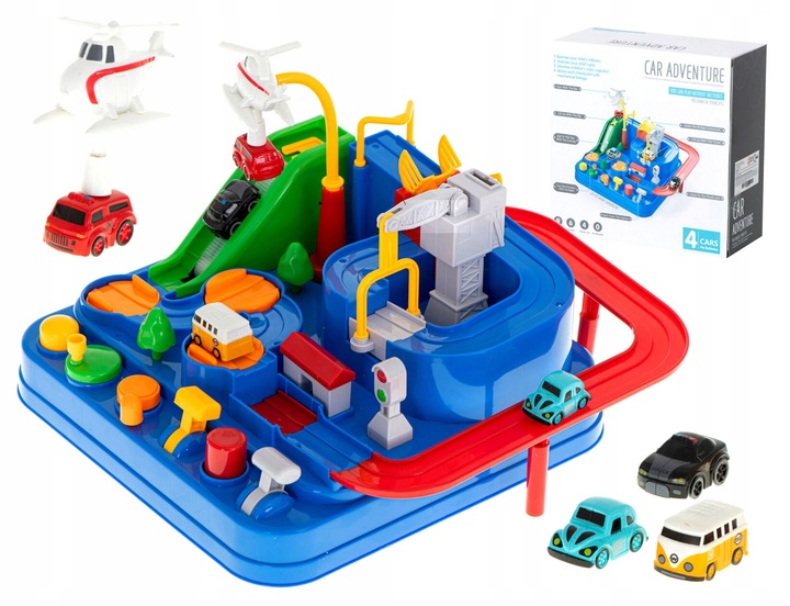 Tor przeszkód interaktywny samochodowy wyścigi parking 4 pojazdy auto autob